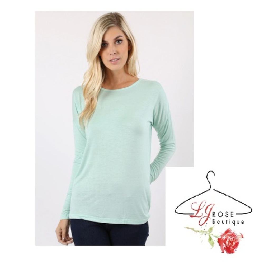Drop shoulder long sleeve top - Dusty Mint